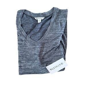 Athleta Heathered Charcoal V-Neck Short Sleeve Tee